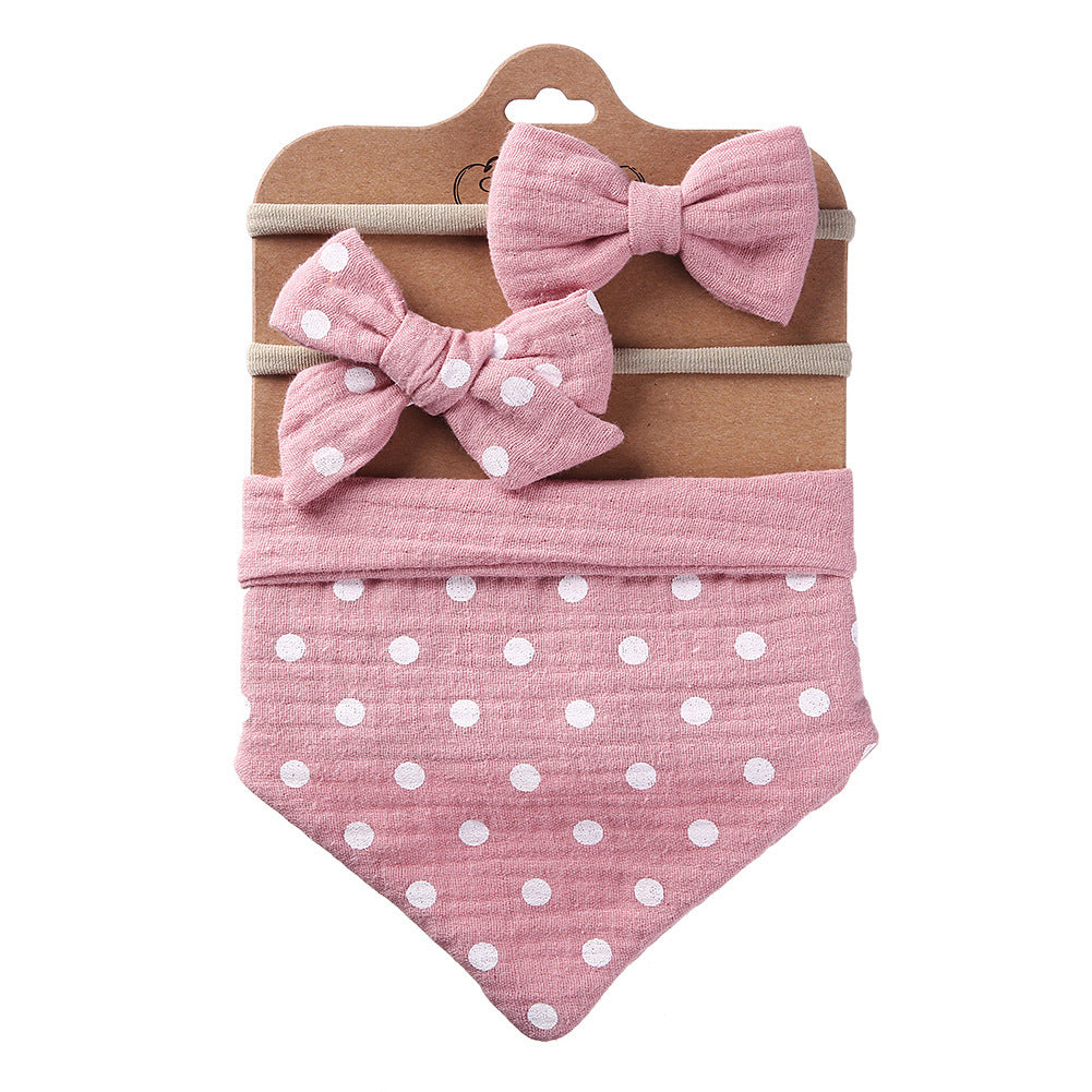 Double-sided Baby Saliva Towel Bib with complimentary head bows