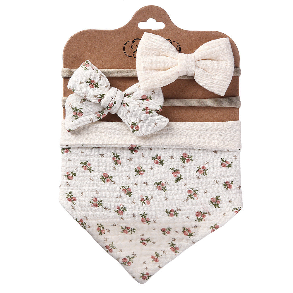 Double-sided Baby Saliva Towel Bib with complimentary head bows