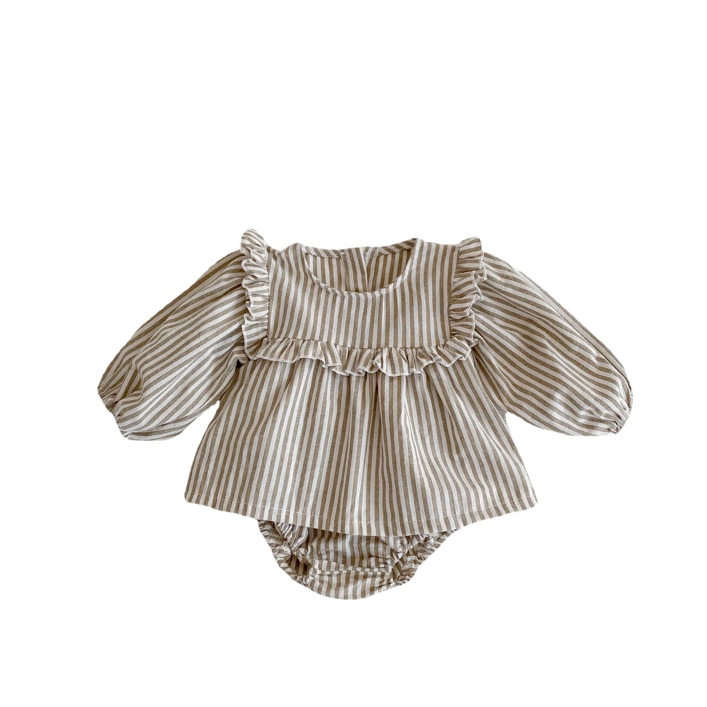 Baby Ruffle Collar Striped Long Sleeved Set