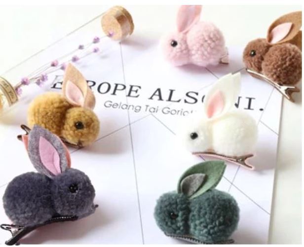 Hair ball rabbit hair tie or clip