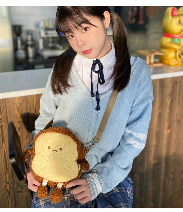 Soft Toast Cartoon Bread Messenger Bag
