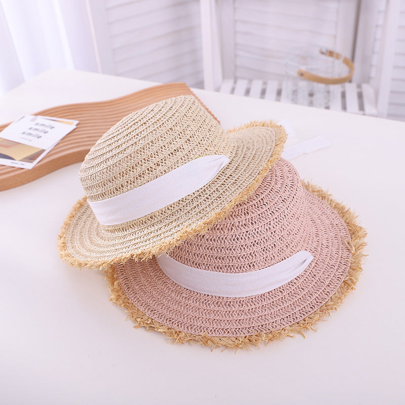 Sun-proof Sun Hollow-out Woven Straw Hat British Flat Top