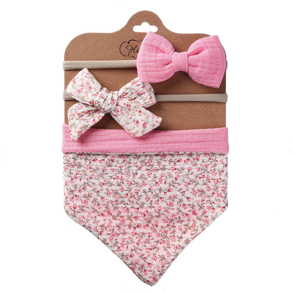 Double-sided Baby Saliva Towel Bib with complimentary head bows
