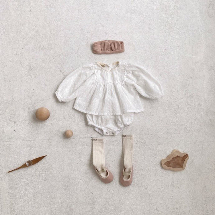 Balloon Sleeve Blouse and Bloomer Baby Matching Lace Set