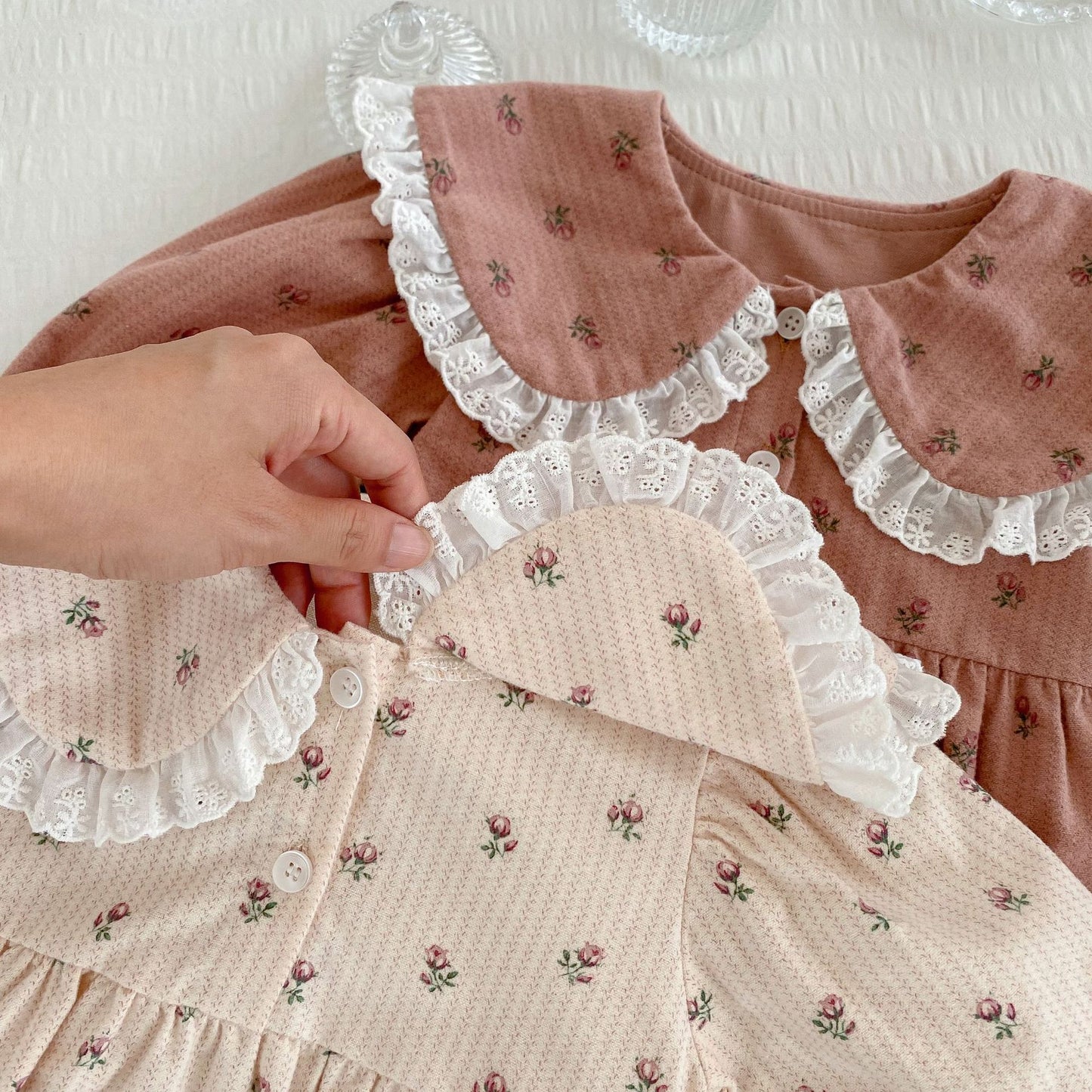 Autumn Baby Floral Jumpsuit Romper with Peterpan collar