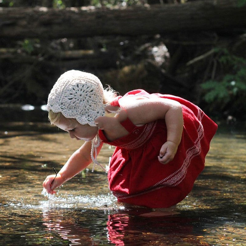 Handcrafted Crochet Baby Cream Bonnet Cap