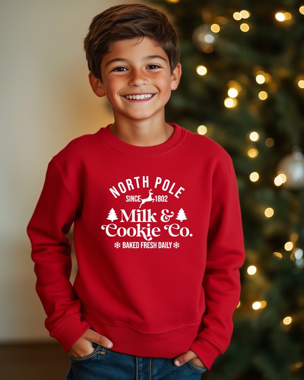 North Pole Milk and Cookie YOUTH Sweatshirt