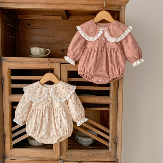 Autumn Baby Floral Jumpsuit Romper with Peterpan collar
