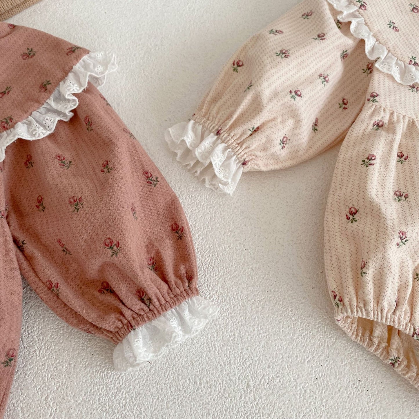Autumn Baby Floral Jumpsuit Romper with Peterpan collar