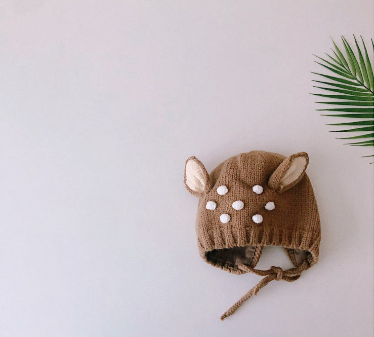 Cute Fawn Deer Baby Knitted Hat for Fall Winter