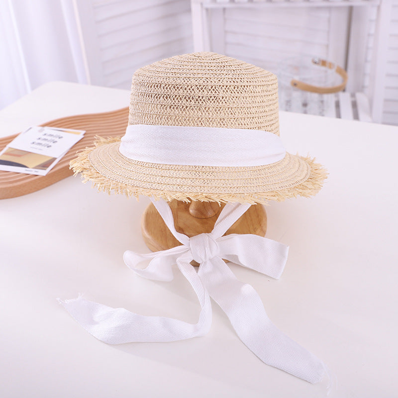 Sun-proof Sun Hollow-out Woven Straw Hat British Flat Top