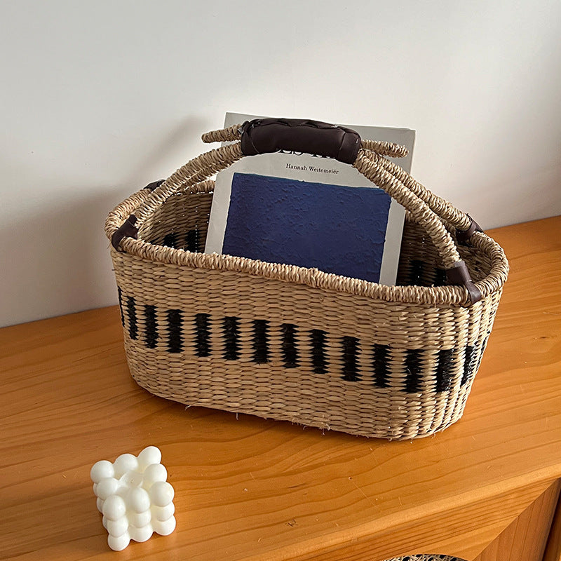 Colorful Straw Woven Storage Basket