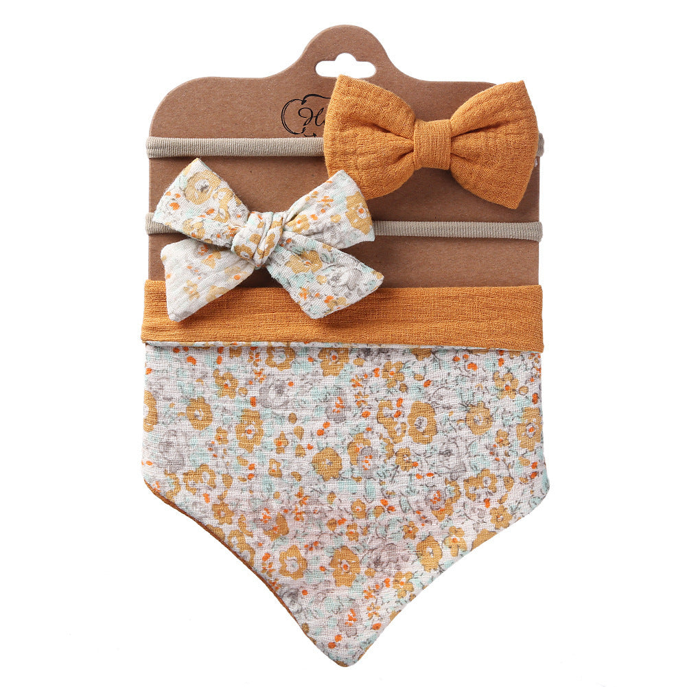 Double-sided Baby Saliva Towel Bib with complimentary head bows