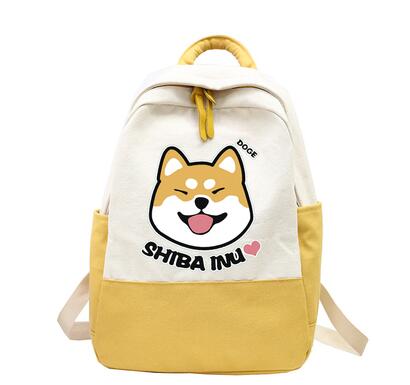 Fashion And Simple All-match Shiba Inu Canvas Backpack