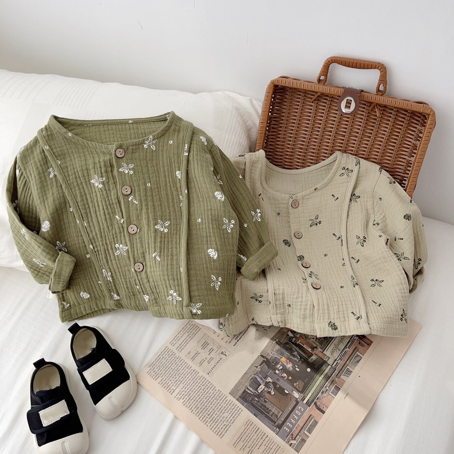 Children's Linen Style Button Sleeve Pull Over Blouse