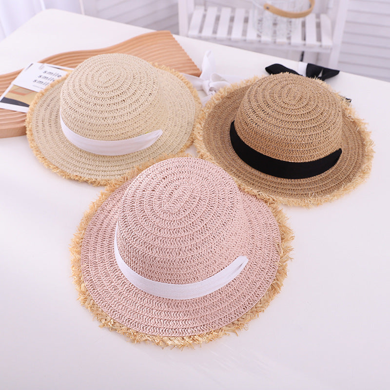 Sun-proof Sun Hollow-out Woven Straw Hat British Flat Top