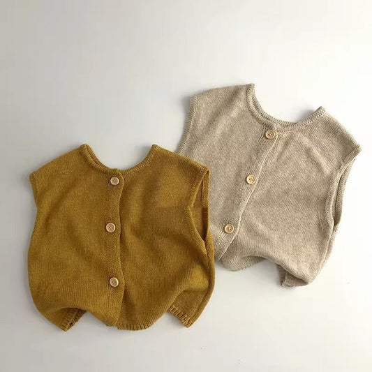Neutral Knitted Children's Vest Cardigan Autumn Winter