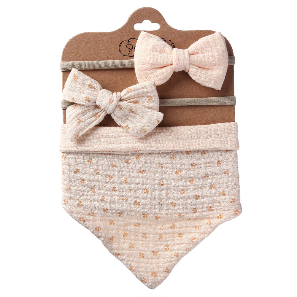 Double-sided Baby Saliva Towel Bib with complimentary head bows