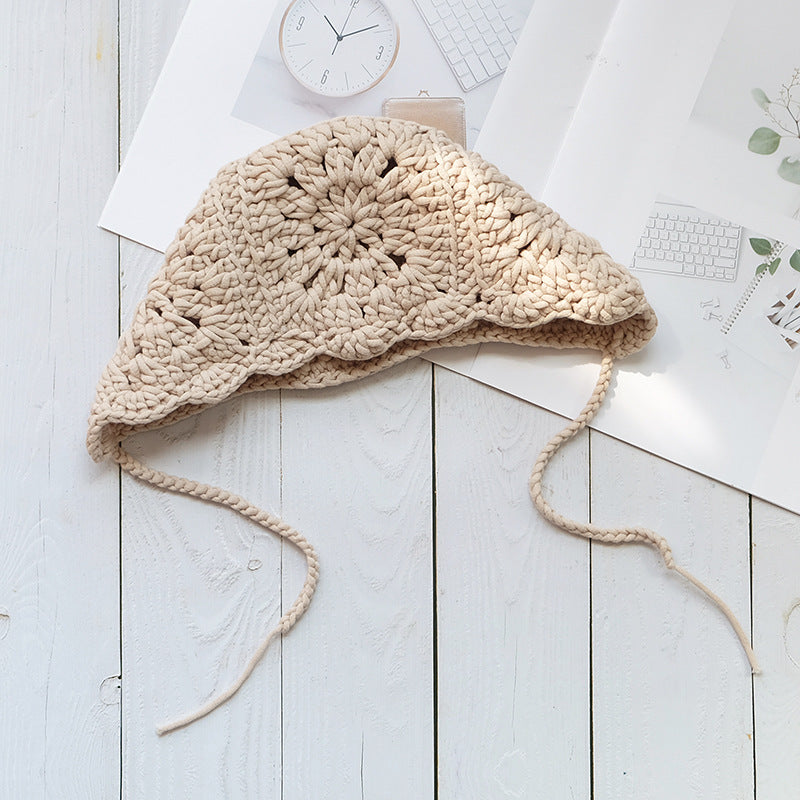 Handcrafted Crochet Baby Cream Bonnet Cap
