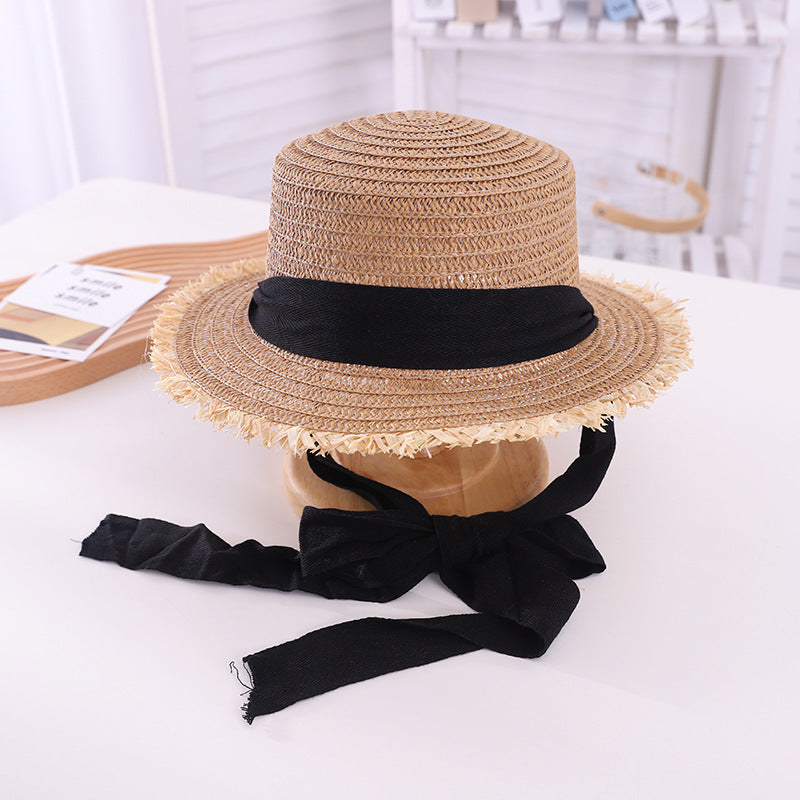 Sun-proof Sun Hollow-out Woven Straw Hat British Flat Top