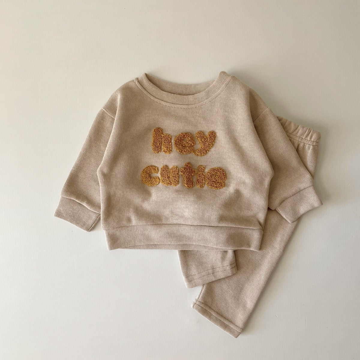 Alphabet Embroidered Baby Long Sleeve Two-piece Suit Set