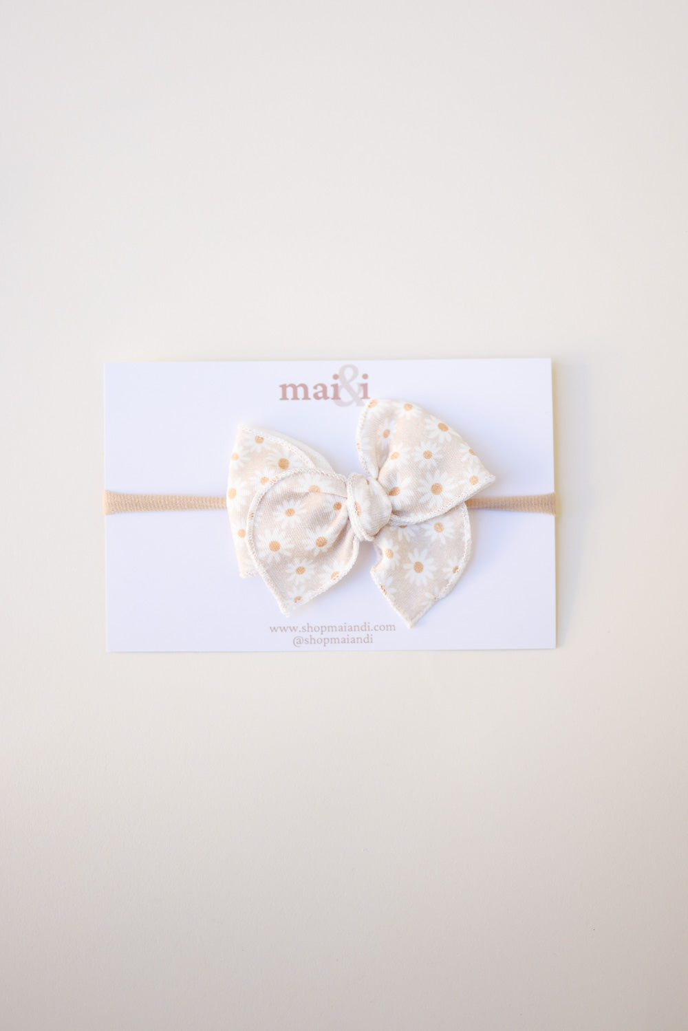 Daisy Print Serged Trim Floral Baby Headwrap Bow