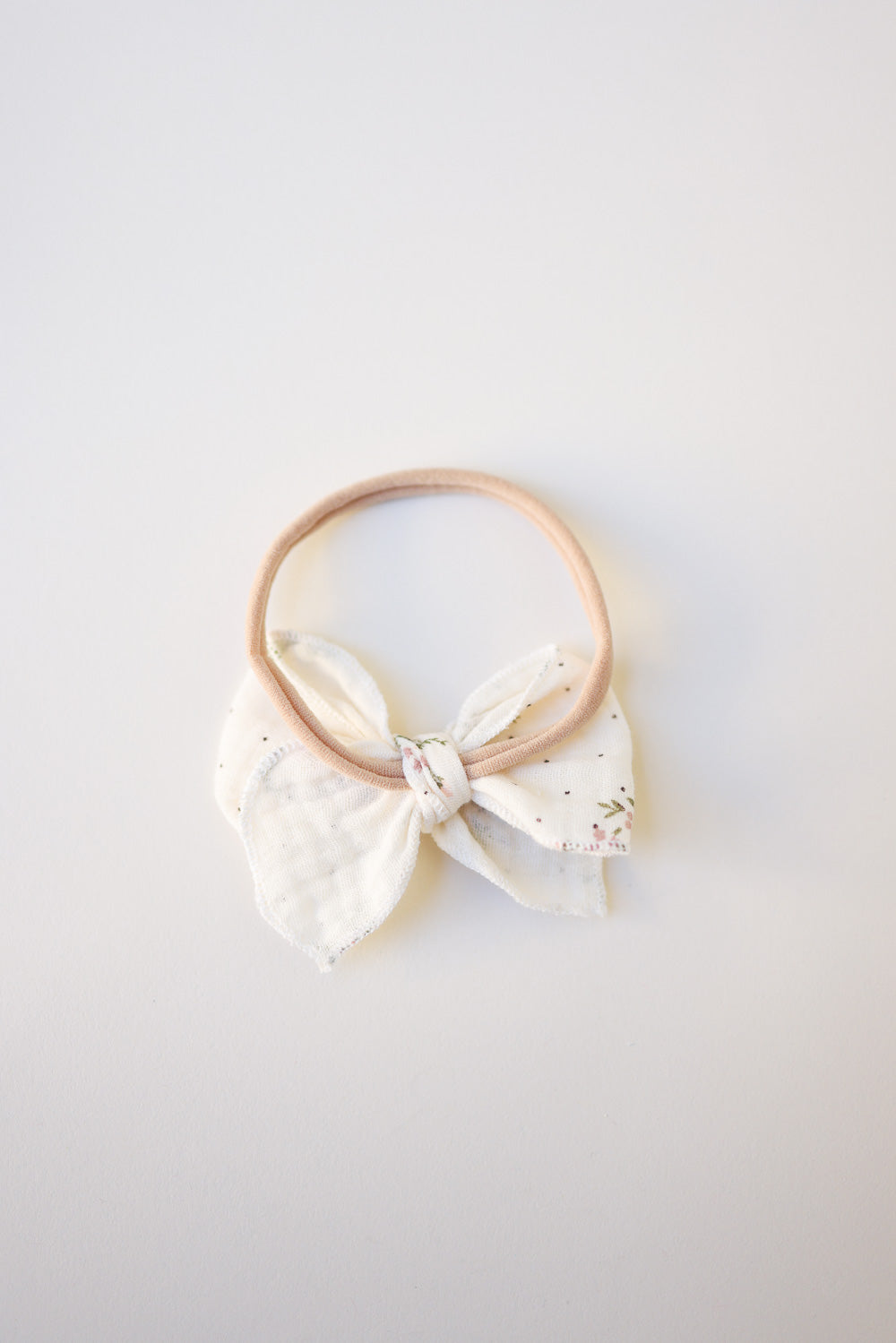 Coquette Floral Dot Serged Trim Baby Head Wrap Bow