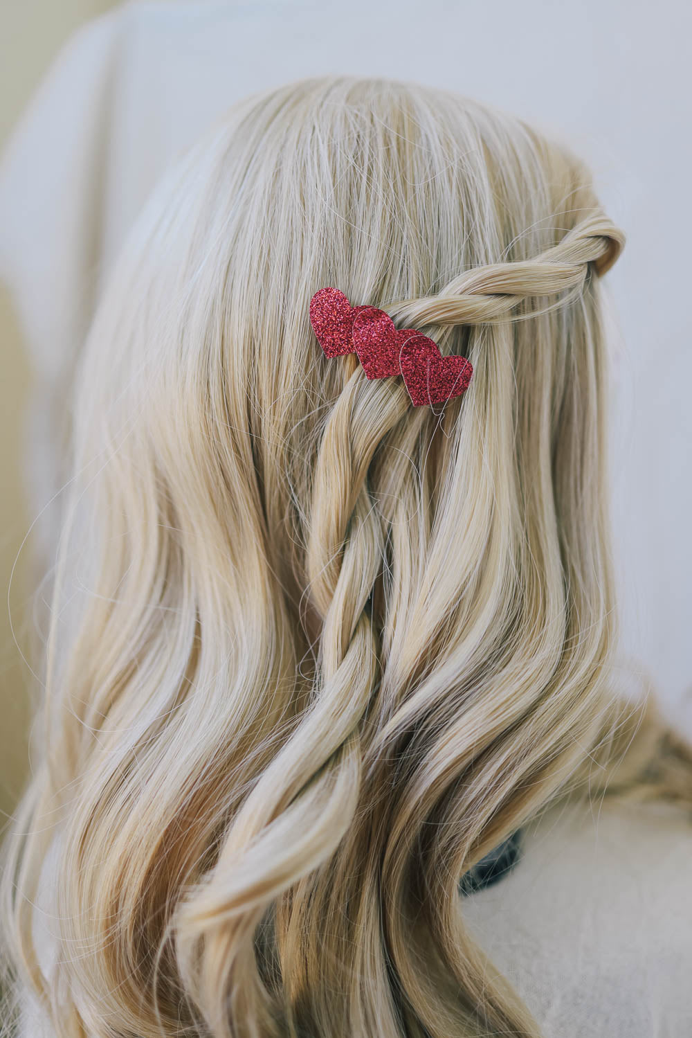 Raspberry Pink Three Heart Hair Clip