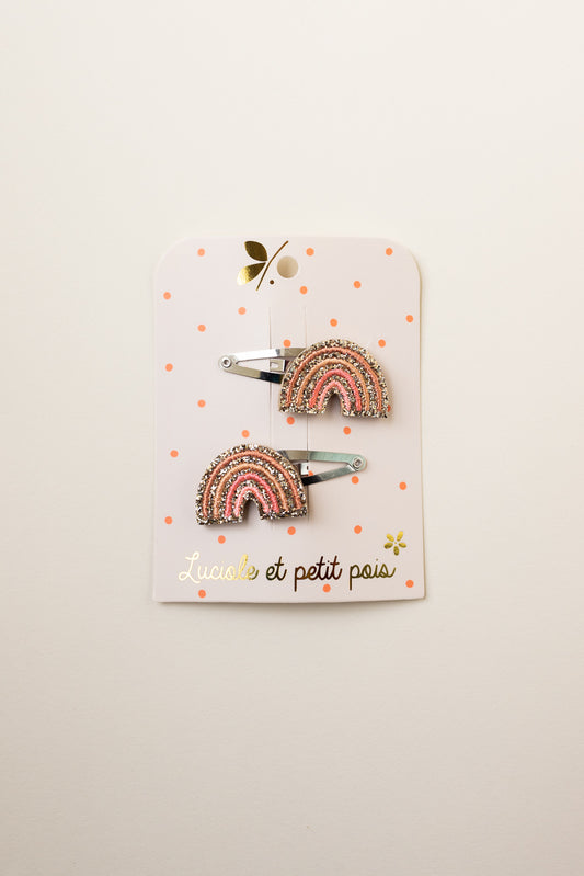 Rainbow Glitter Pair Hair Clips