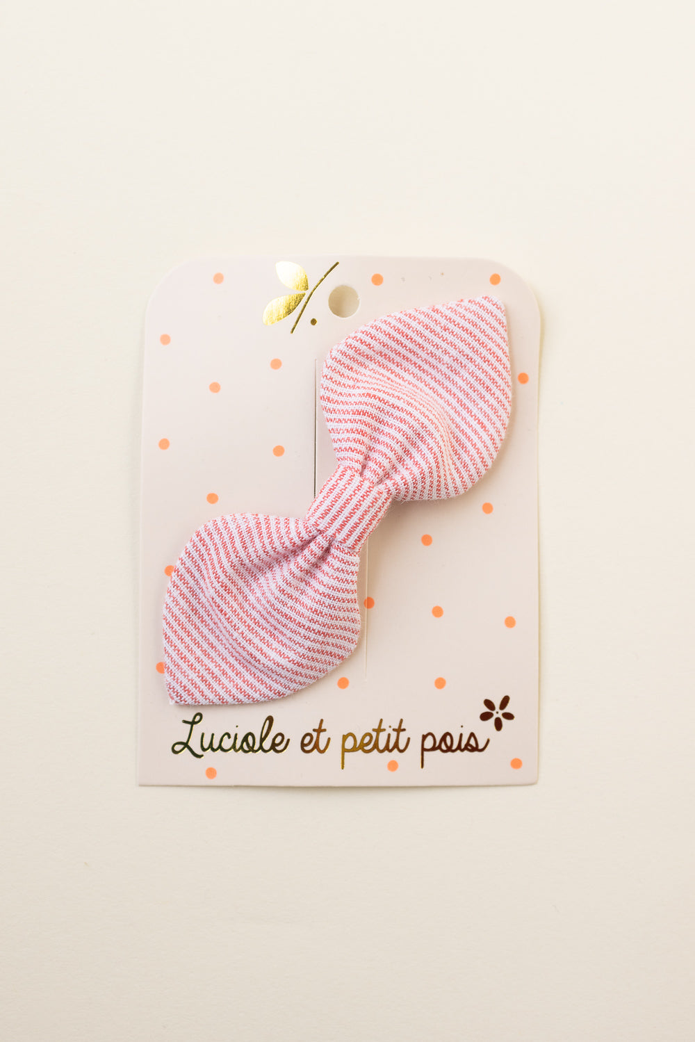 Classic Candy Striped Pink Bunny Bow Barrette