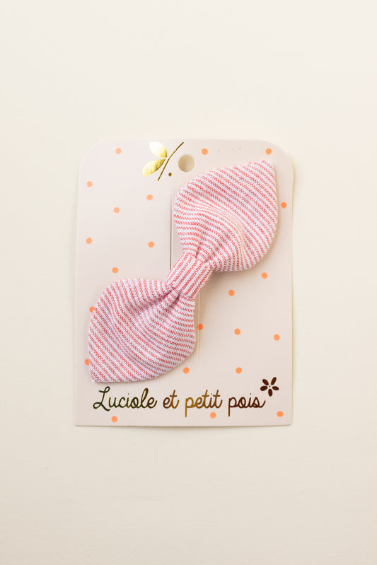 Classic Candy Striped Pink Bunny Bow Barrette