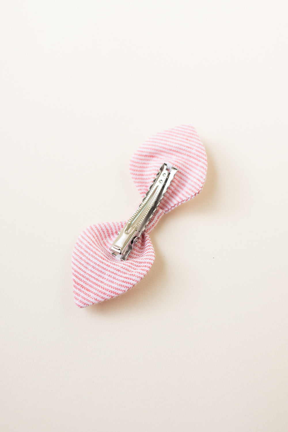 Classic Candy Striped Pink Bunny Bow Barrette