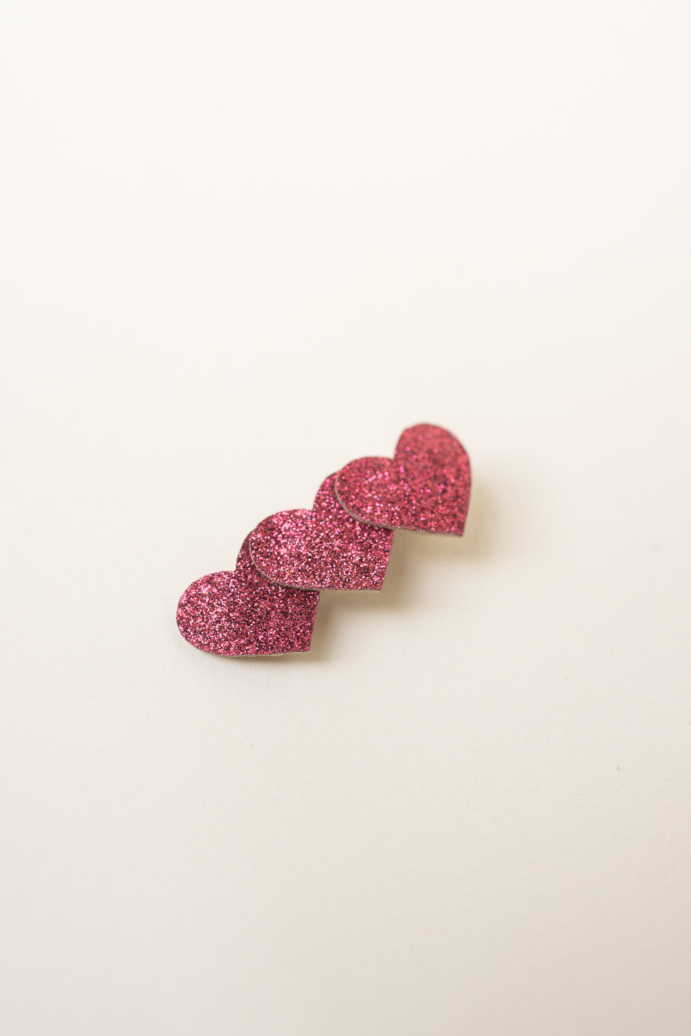 Raspberry Pink Three Heart Hair Clip