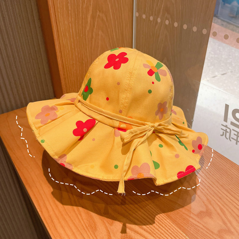 Summer Sunscreen Large Brim Hat Flowers Children's Sun Hat Girls