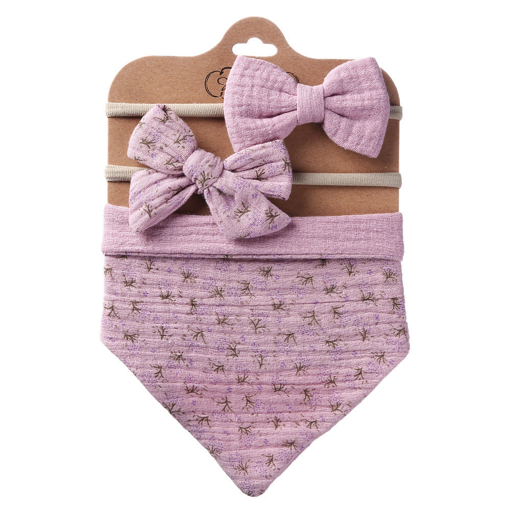 Double-sided Baby Saliva Towel Bib with complimentary head bows
