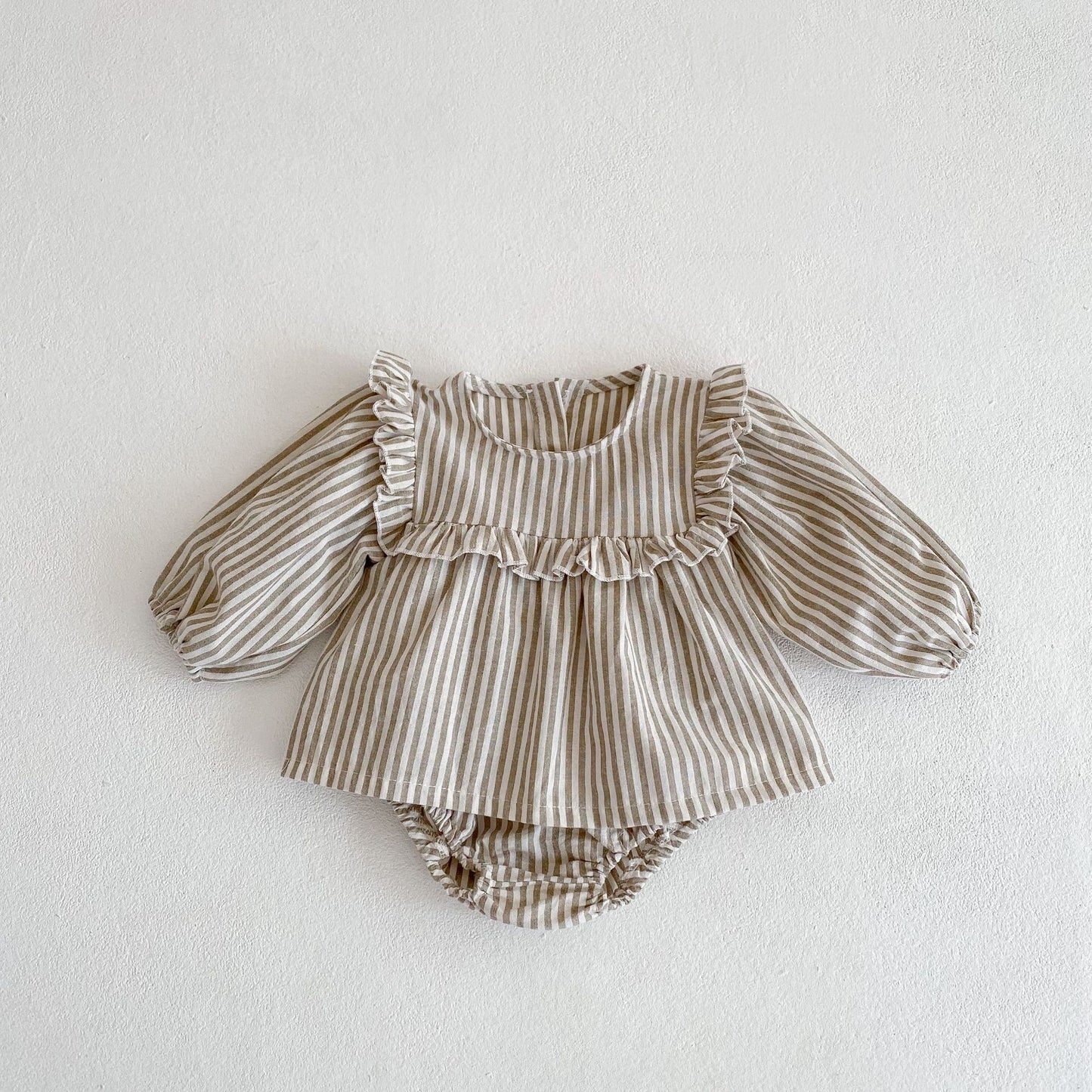 Baby Ruffle Collar Striped Long Sleeved Set