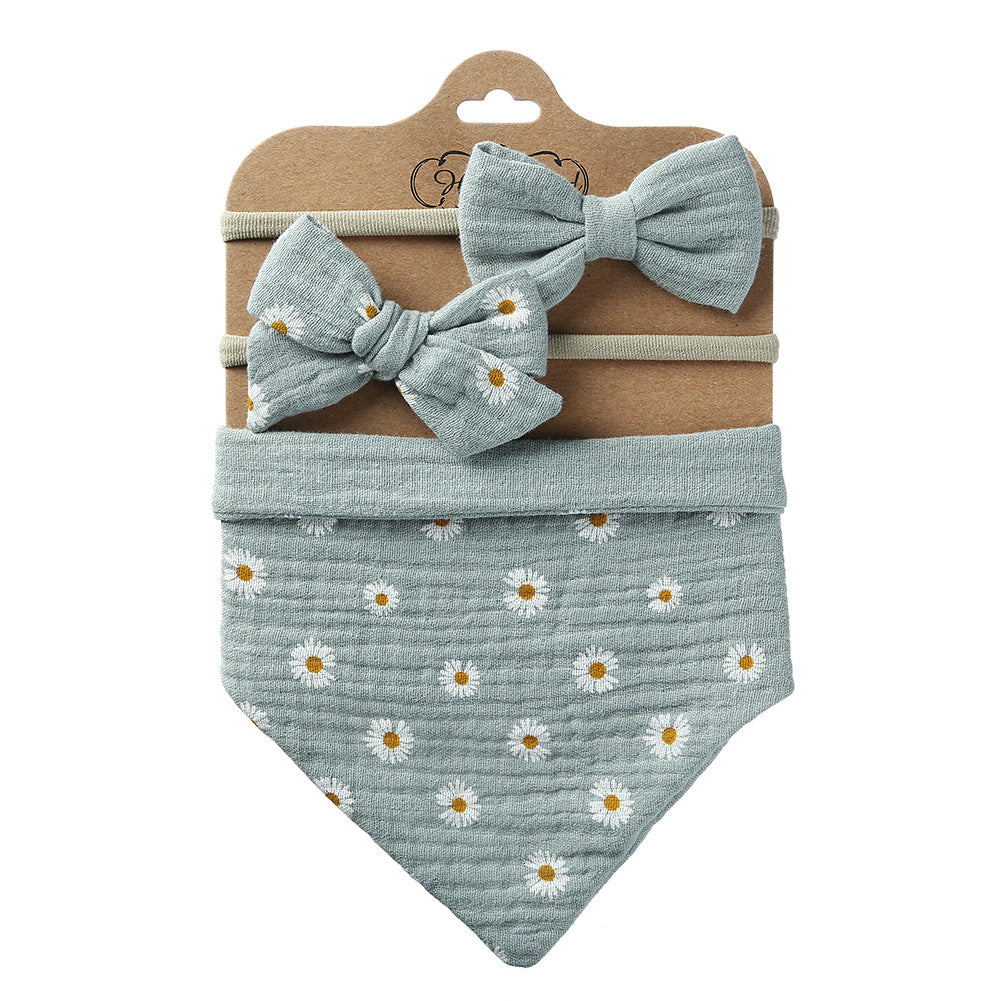 Double-sided Baby Saliva Towel Bib with complimentary head bows