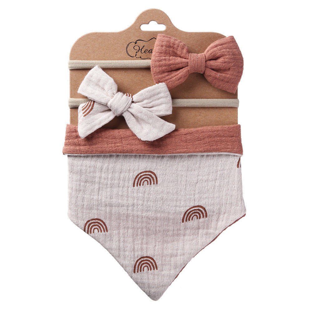 Double-sided Baby Saliva Towel Bib with complimentary head bows