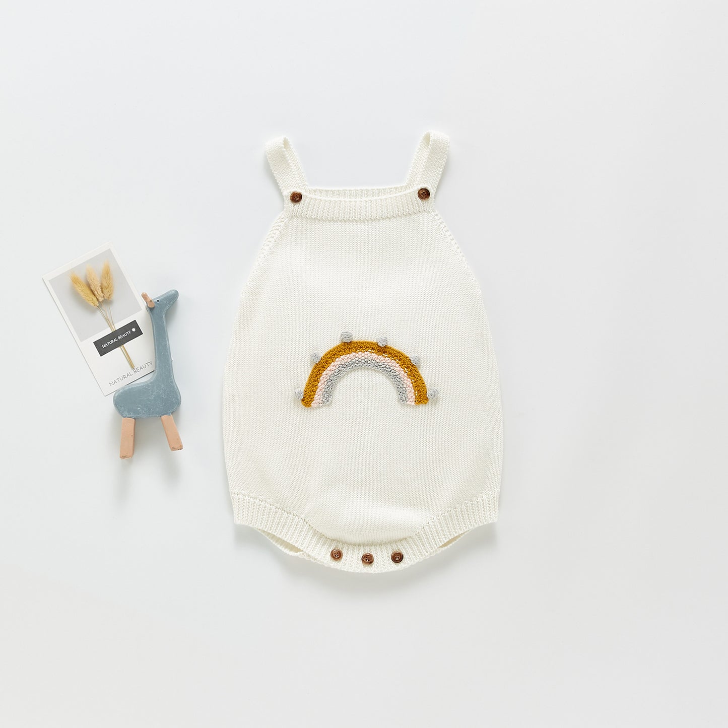 Knitted Baby Summer Strap Rainbow Onesie Coastal Boho Vibe