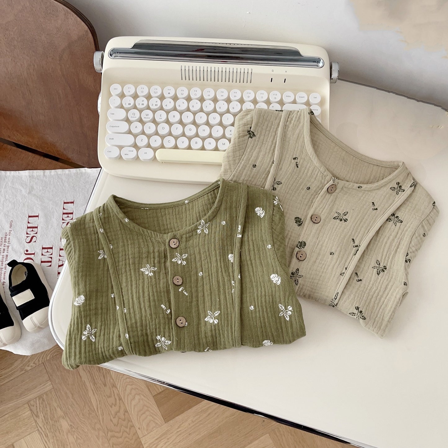 Children's Linen Style Button Sleeve Pull Over Blouse