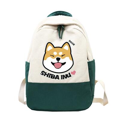 Fashion And Simple All-match Shiba Inu Canvas Backpack