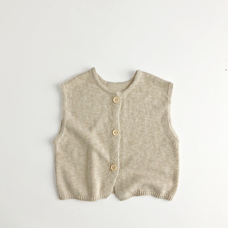 Neutral Knitted Children's Vest Cardigan Autumn Winter