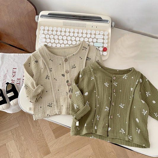 Children's Linen Style Button Sleeve Pull Over Blouse