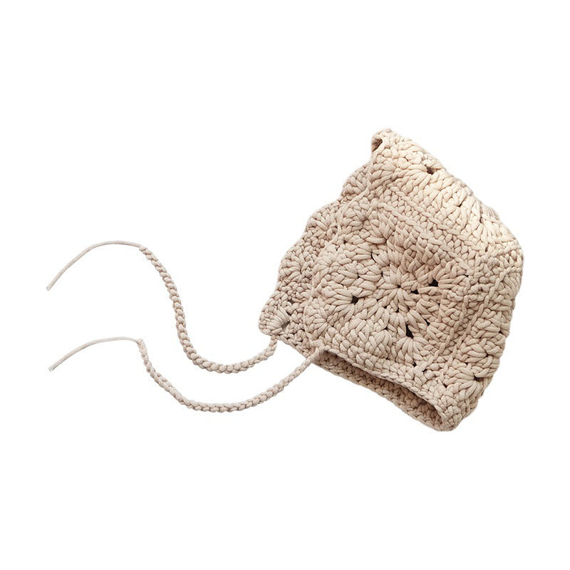 Handcrafted Crochet Baby Cream Bonnet Cap