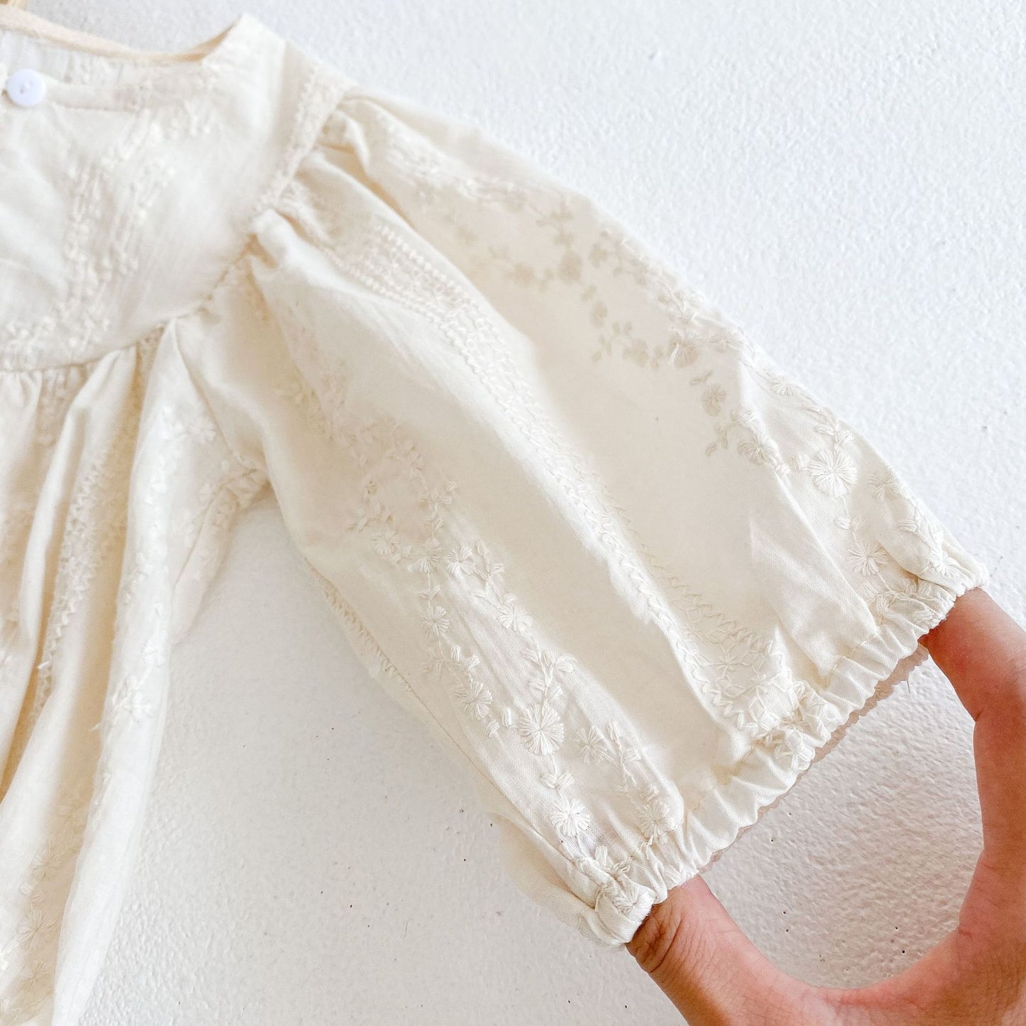 Cottage Lace Long Sleeve Dainty Baby Girl Onesie