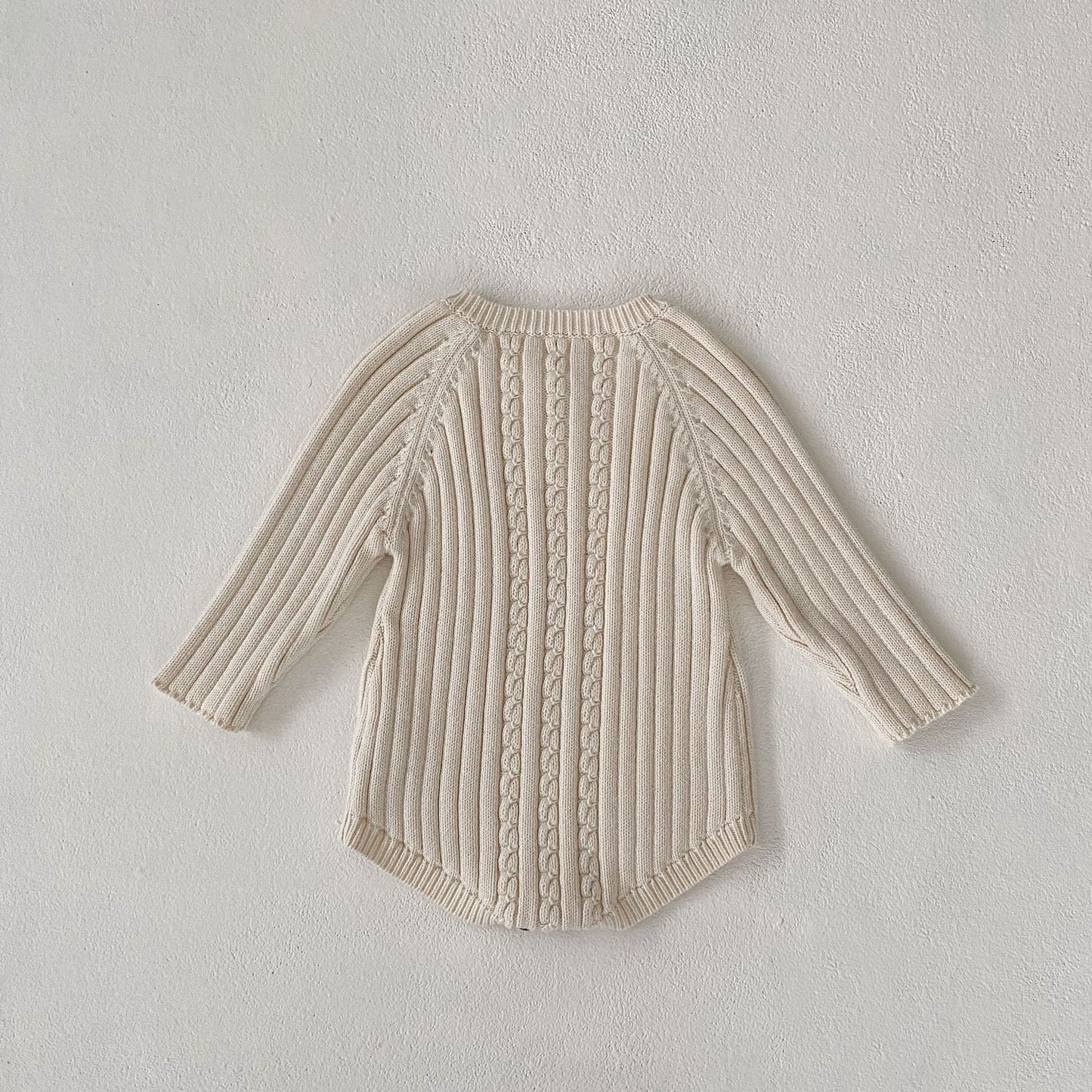 Autumn Baby Round Neck Long Sleeve Knitted Pure Color All-matching Short Climbing Jumpsuit