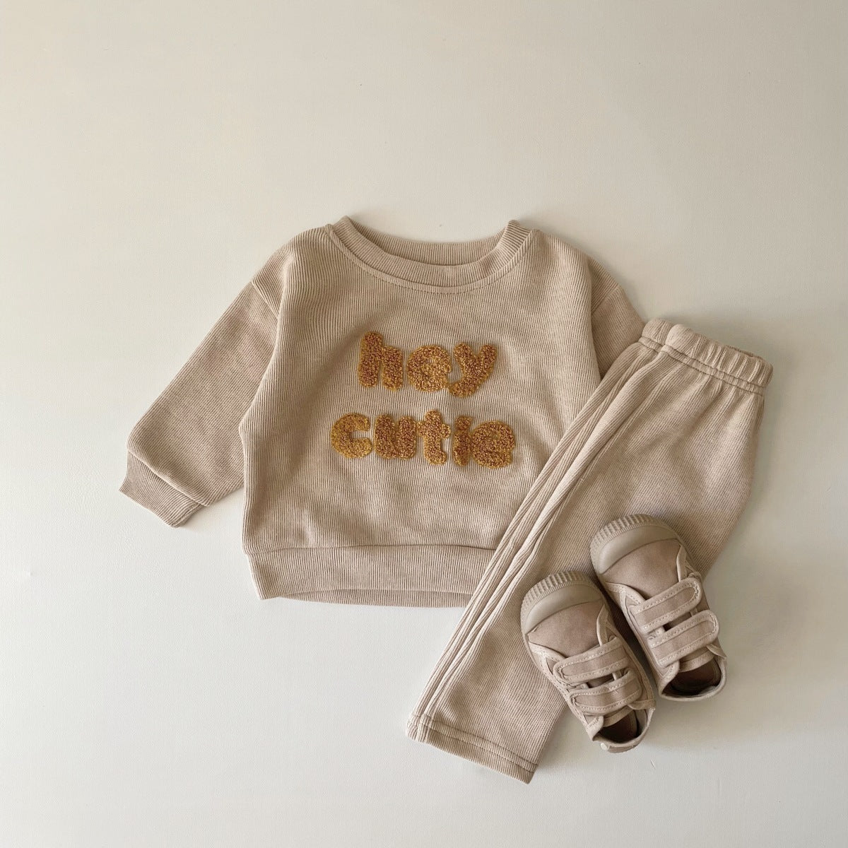 Alphabet Embroidered Baby Long Sleeve Two-piece Suit Set