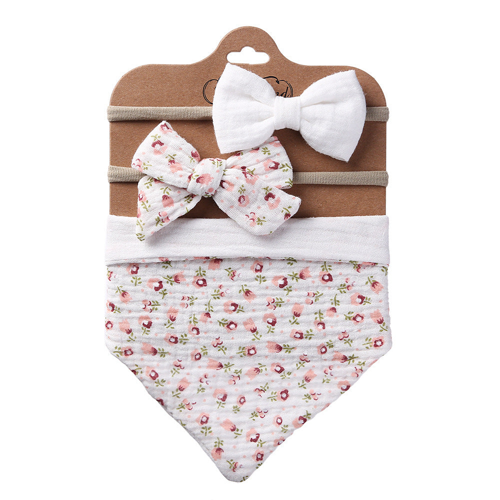 Double-sided Baby Saliva Towel Bib with complimentary head bows