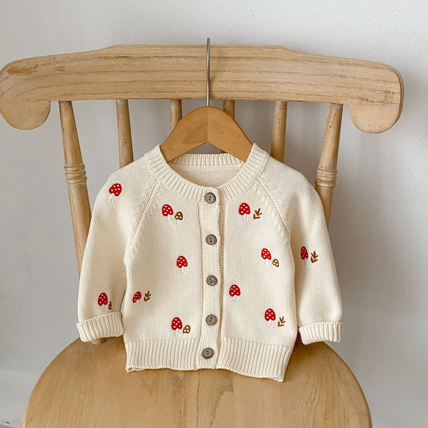 Mushroom Embroidered Sweater Jacket Sleeveless