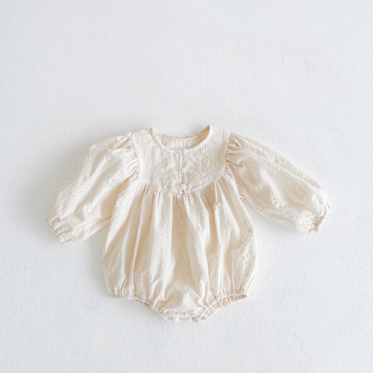 Cottage Lace Long Sleeve Dainty Baby Girl Onesie